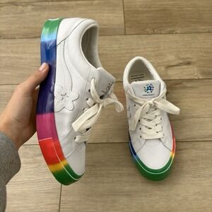 Converse Golf‎ Le Fleur One Star Ox Rainbow Mens 9 White Shoes Sneakers Leather